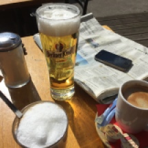 berr, coffee, Berlin, sunny day, spring, Easter, latte machiatto